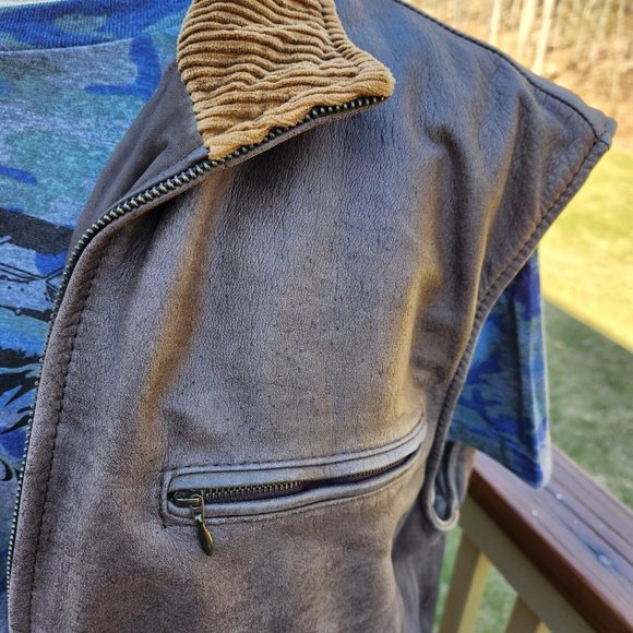 Wilsons M Julian Suede Leather Brown Vest Full Zip Vintage Men Extra Large Korea - Picture 3 of 10